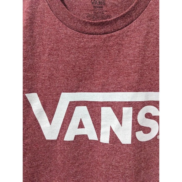 Vans Off The Wall Logo T-Shirt Burgundy Red Medium Shirt Skateboarding Skate - Picture 3 of 5